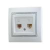  - Розетка компьютерная RJ45 + телефонная RJ11 СП Мира 16А IP20 с сер. вставкой бел. LEZARD 701-0215-143
