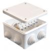  - Коробка распределительная ОП 85х85х45мм IP54 с клемм. 7 выходов 3 гермоввода 10А 6 контактов крышка на винтах бел. Epplast 130113