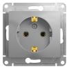  - Розетка 1-м СП Glossa 16А IP20 с заземл. механизм алюм. SE GSL000343