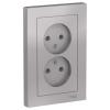  - Розетка 2-м СП AtlasDesign 16А IP20 без заземл. в сборе алюм. SE ATN000320