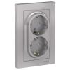  - Розетка 2-м СП AtlasDesign 16А IP20 с заземл. защ. шторки в сборе алюм. SE ATN000326