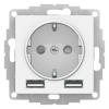  - Розетка 1-м СП AtlasDesign 16А IP20 с 2-мя заряд. устройствами USB тип A+A 5В/2.4А 2х5В/1.2А механизм бел. SE ATN000130